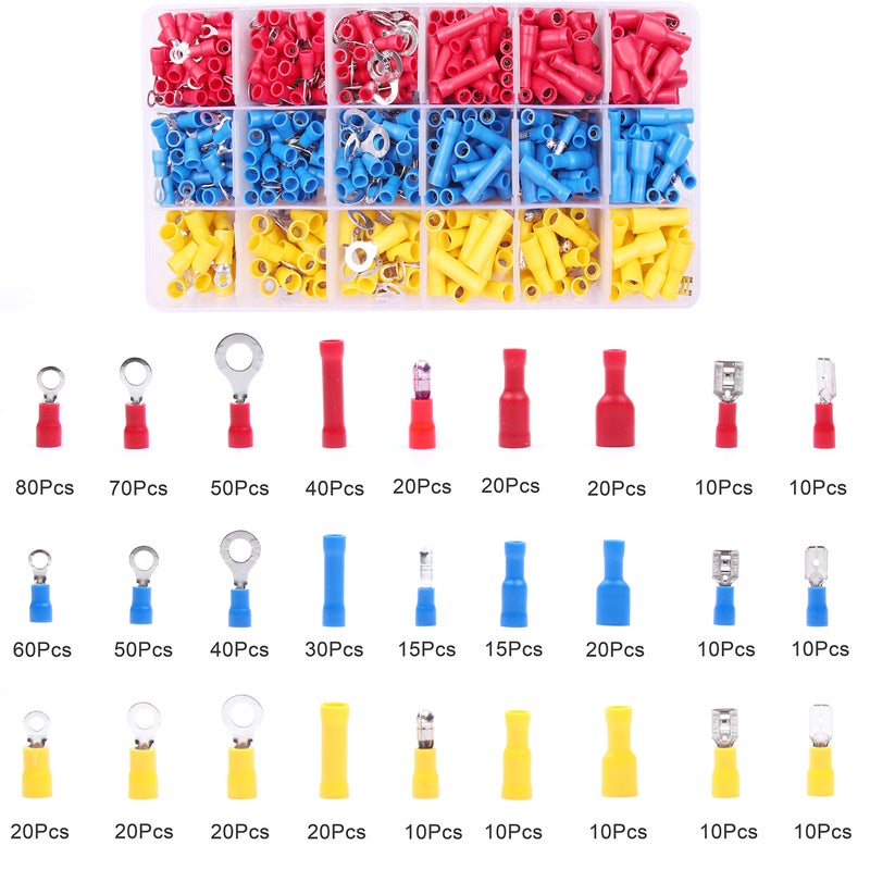 Yangoutool Electrical Wire Connectors Crimping Kit: 700pcs AWG 22-10 Terminals, Splices, Spades, Forks, Rings, and HS30J Ratchet Crimper Tool for Automotive Wiring - Image 3